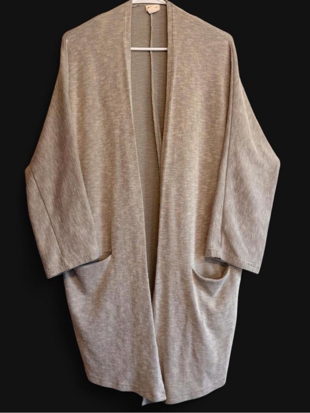 DONNI. x Anthropologie Ribbed Open Front Cardigan Duster Sweater Coat Gray OSFA